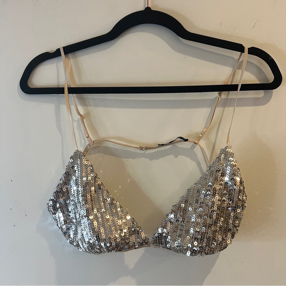 Zara Silver Sequin Bralette